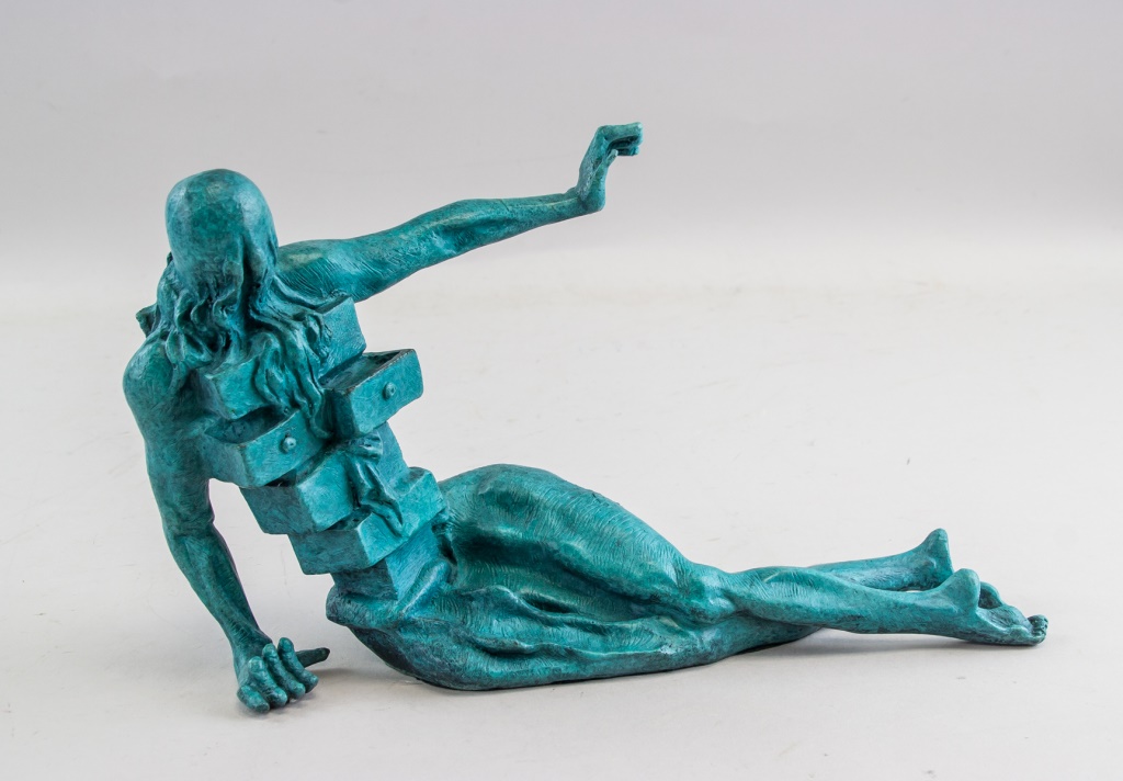 Dali Signed Bronze Sculpture Turquoise Painted
