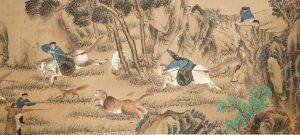 Jin Tingbiao Qin Dynasty Chinese Watercolor_Tiger Hunting scene