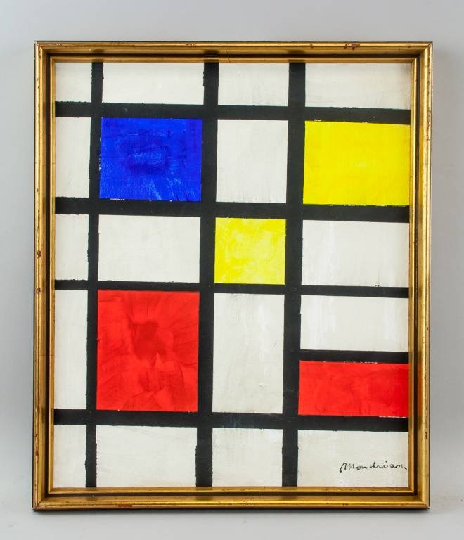 Piet Mondrian Signed French De Stijl Oil on Canvas for Auction at 888 ...