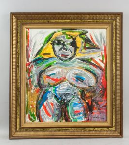 William de Kooning Signed Dutch Abstract Oil_framed