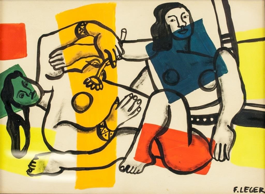 Fernand Leger French Cubist Mixed Media on Paper