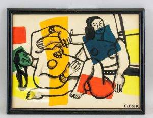 Fernand Leger French Cubist Mixed Media on Paper_framed