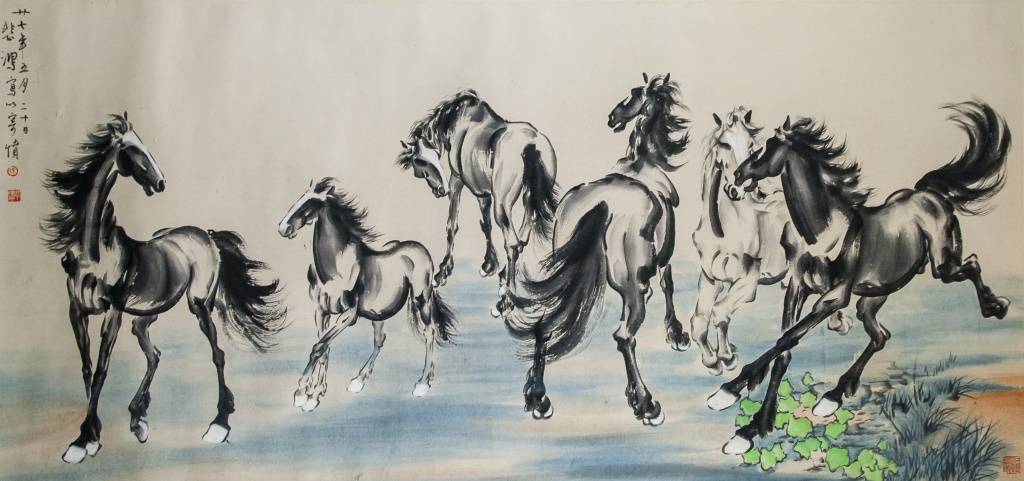 Xu Beihong 1895-1953 Chinese Watercolor Horse Roll