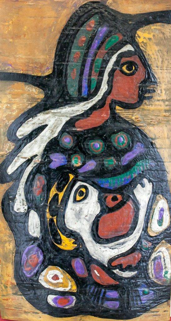 Norval Morriseau Canadian Acrylic on Birch Skin