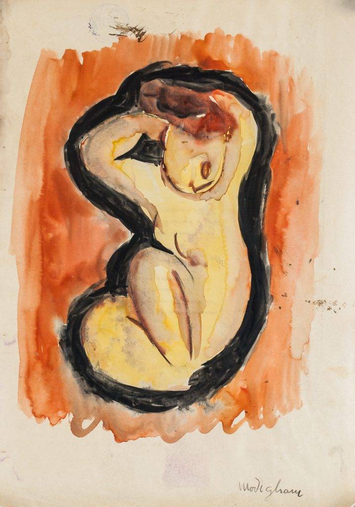 Amedeo Modigliani Italian Cubist WC Stamped