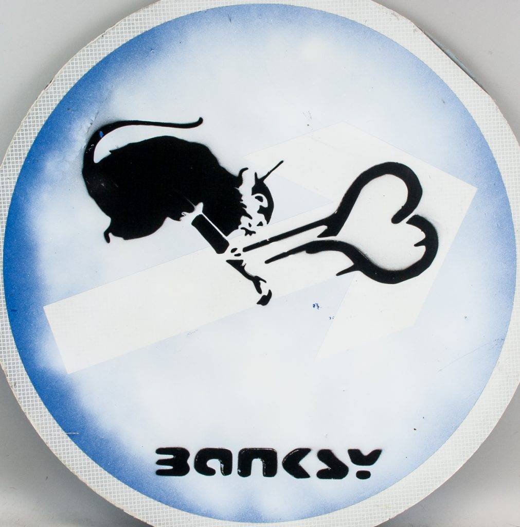 Banksy British Pop Spray-Painted Reflective Sign