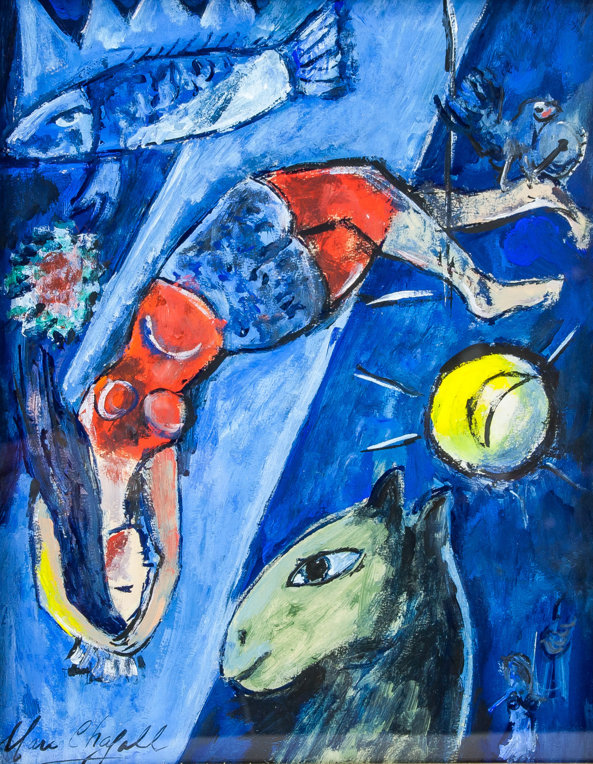 Marc Chagall French Surrealist Oil on Paper