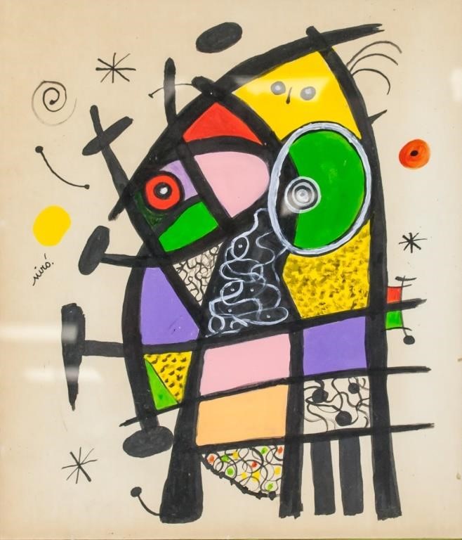 Joan Miro Spanish Surrealist Gouache on Paper
