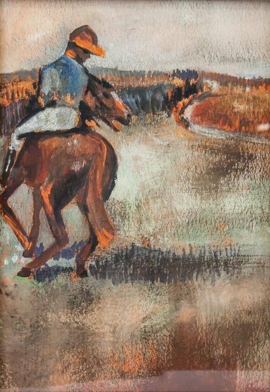 French Impressionist Oil on Paper Signed Degas