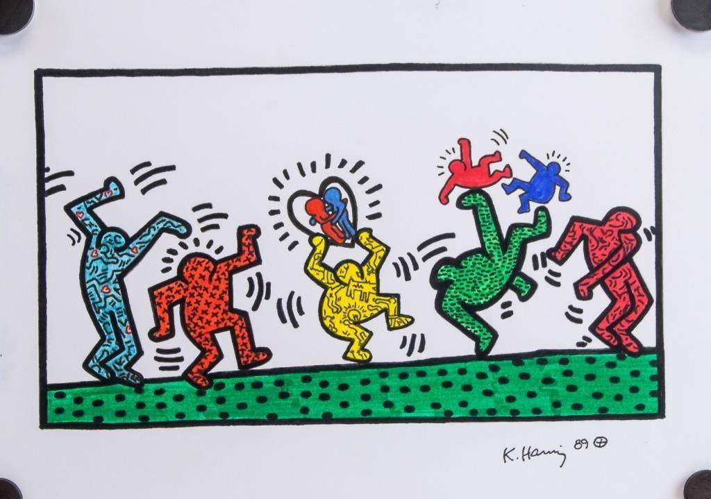 Keith Haring US Pop Art Mixed Media on Paper