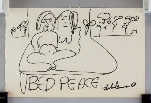 John Lennon British Pop Ink on Paper Portrait Nude