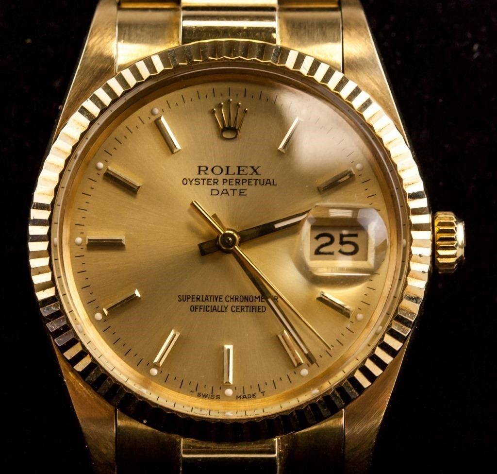 Rolex Oyster Perpetual Date 18K Gold Watch 15038 C