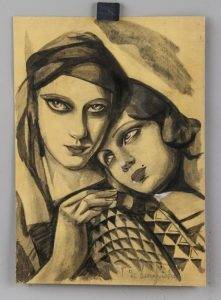 Tamara de Lempicka Polish Art Deco Charcoal Paper