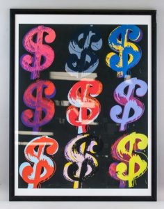 Andy Warhol US Pop Signed Litho $9 on Black