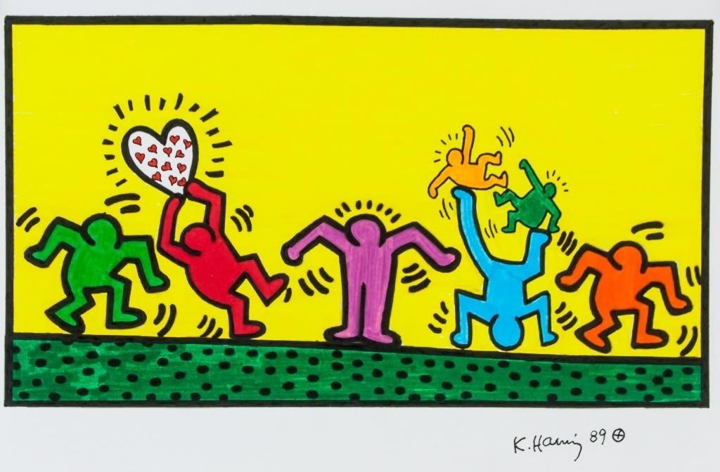 Keith Haring American Pop Mixed Media on Paper