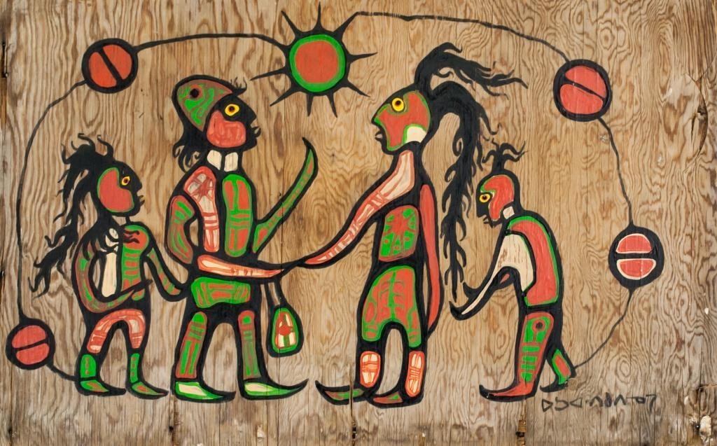 Norval Morrisseau 1932-2007 Canadian Acrylic Wood