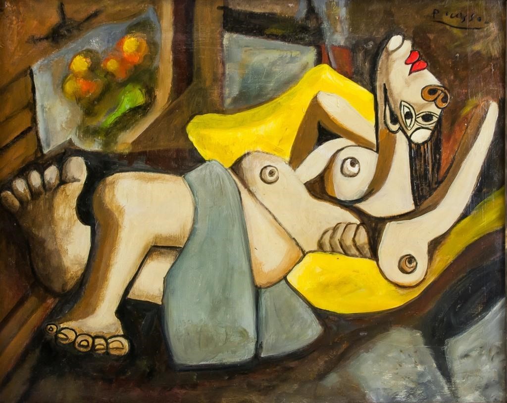 Pablo Picasso Spanish Cubist Oil Canvas Portrait