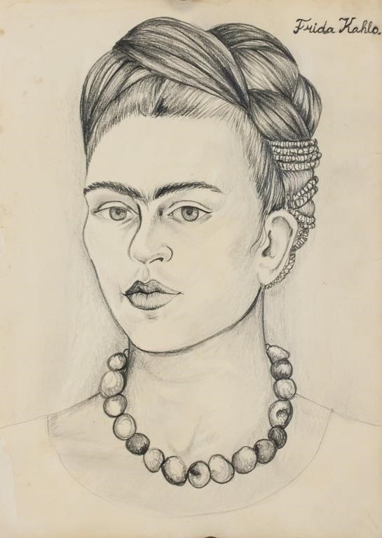 Frida Kahlo Mexican Surrealist Pencil on Paper