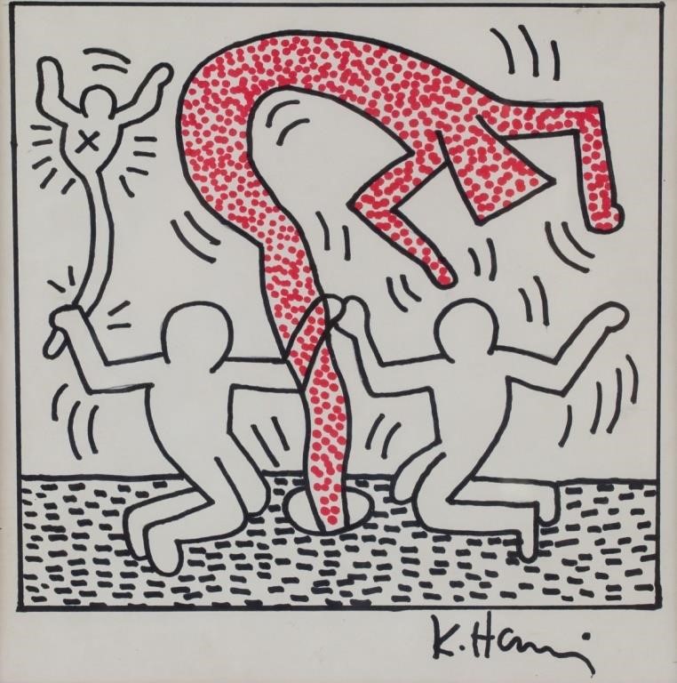 Keith Haring American Pop Mixed Media on Paper
