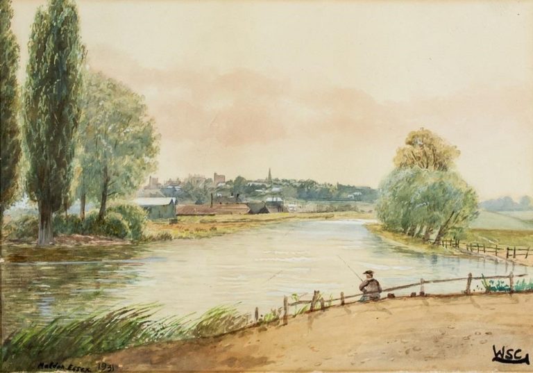 winston churchill painting of pond