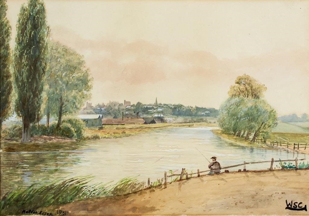 Winston Churchill Watercolor on Board Landscape