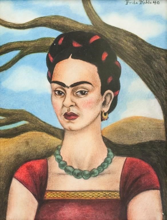 Frida Kahlo '40 Mexican Pastel on Paper